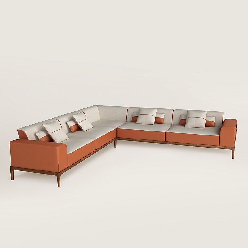 Leather 5 store seater corner sofa